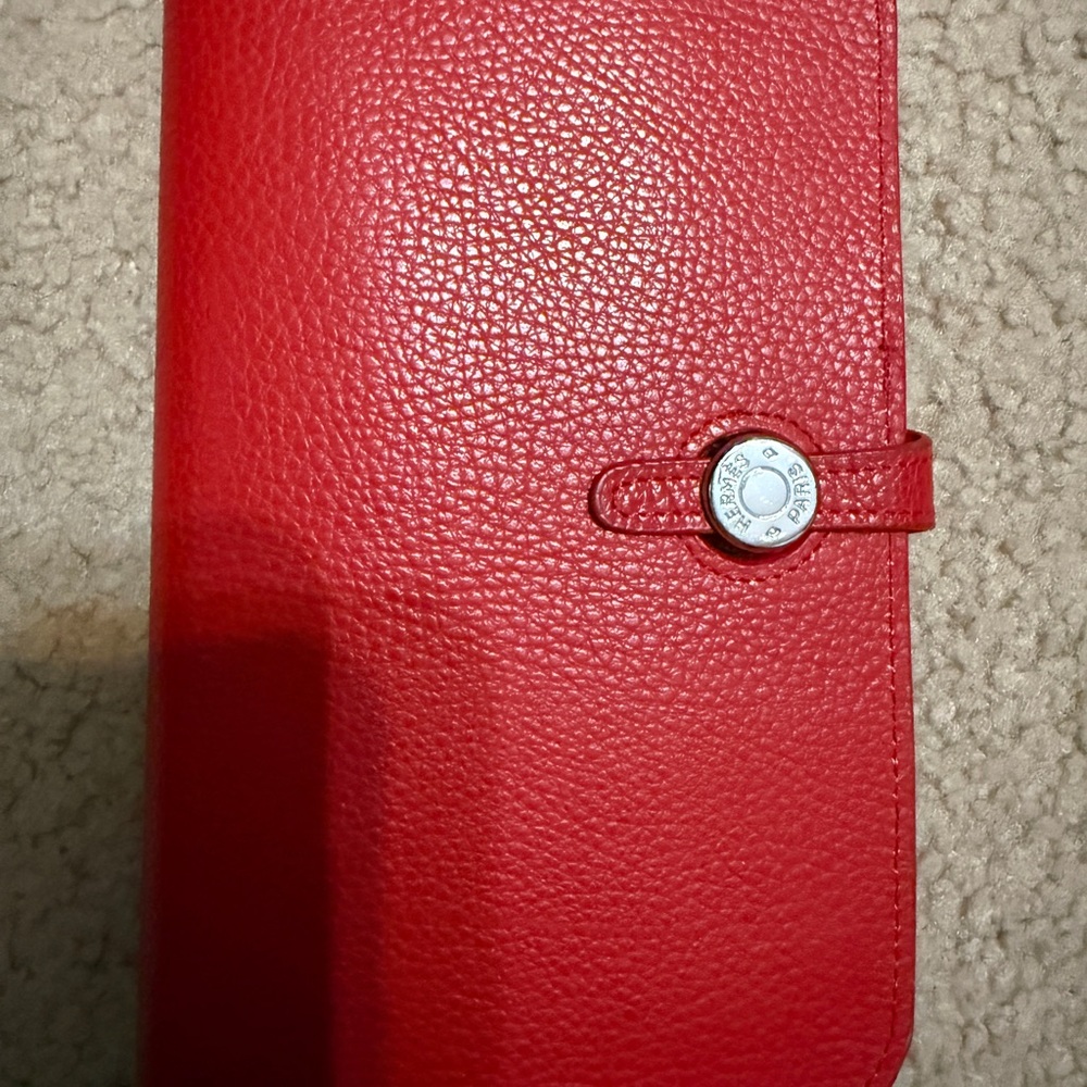 Red Textured Wallet with Snap Closure